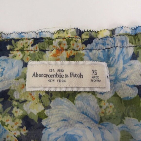 Abercrombie Womens Floral Ruffle Tank Top Size XS Shirt Blue & Green - Picture 6 of 7